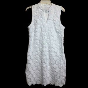 Charter Club white crocheted medallion dress Sz M